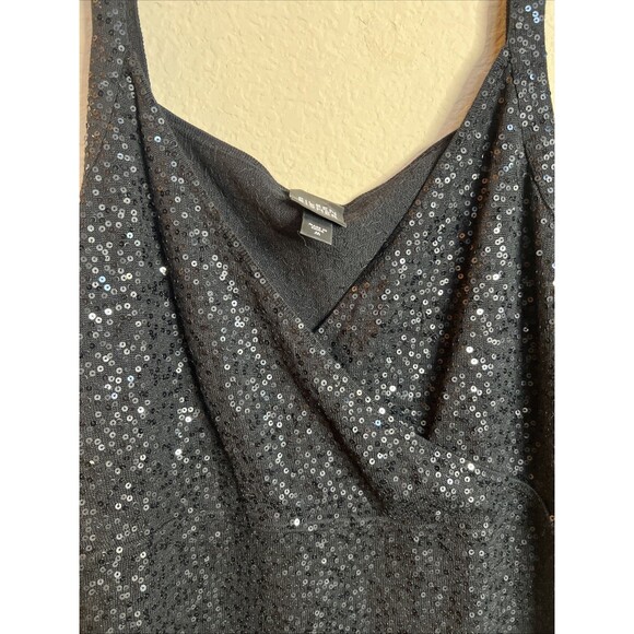 Eileen Fisher Black Sequin Silk Blend Surplice Neck Cami Tank Top Size M - Picture 3 of 10